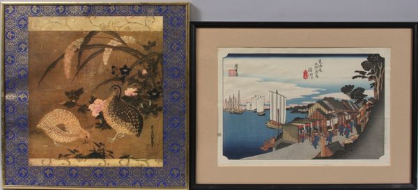 Appraisal: Group of two prints including one Japanese woodblock print x