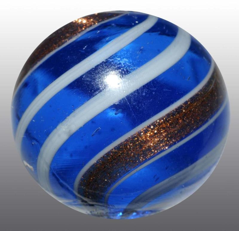 Appraisal: Type Two Lutz Marble Description Blue transparent base with bands