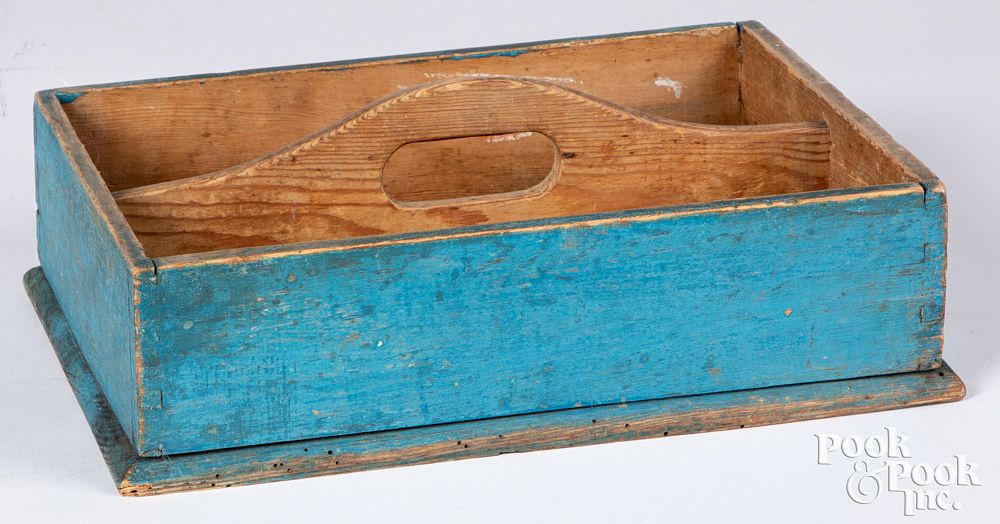 Appraisal: Painted pine tool carrier late th c Painted pine tool