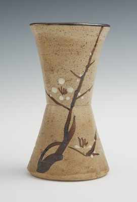 Appraisal: A Japanese Studio Pottery Waisted Beaker Vase In natural colors