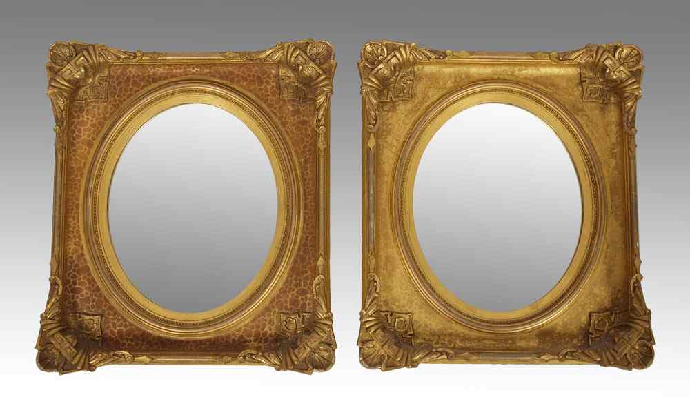 Appraisal: PAIR HIGH VICTORIAN GILT GESSO FRAMED MIRRORS '' x ''