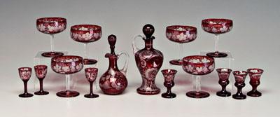 Appraisal: pieces Bohemian glass red cut to clear all with similar