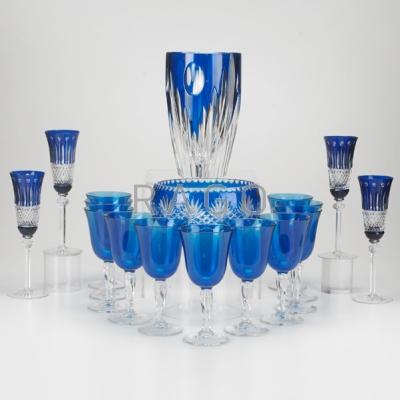 Appraisal: COBALT GLASS Seventeen pieces th c including Val St Lambert