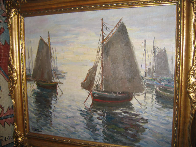 Appraisal: ARTURO PACHECO ALTAMIRANO CHILEAN - Docked sailboats oil on canvas