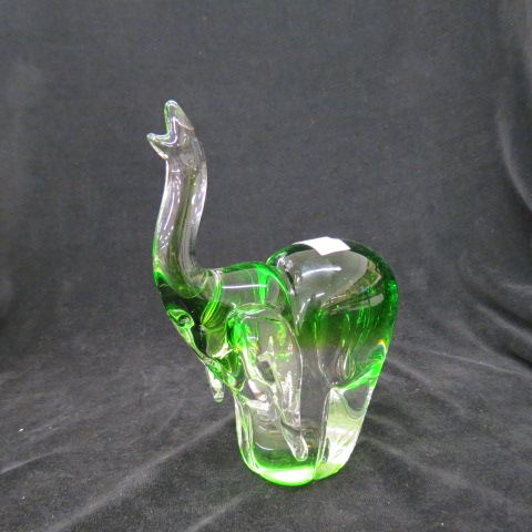 Appraisal: Italian Art Glass Elephant Figurine emerald clear tall excellent