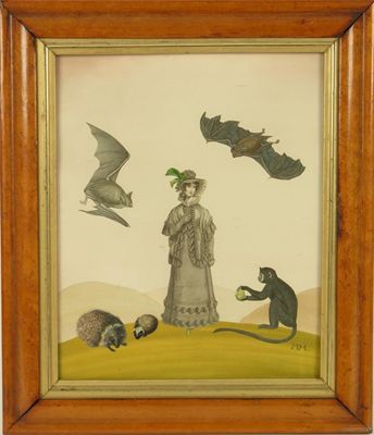 Appraisal: M H Marching monkey's and Victorian lady with bats monkey