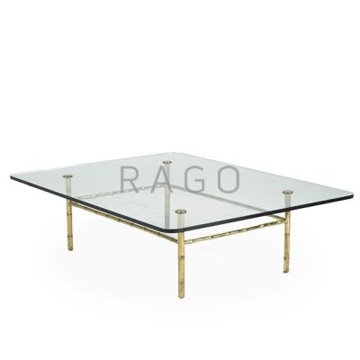 Appraisal: MAISON BAUGES Large coffee table France s Solid brass and