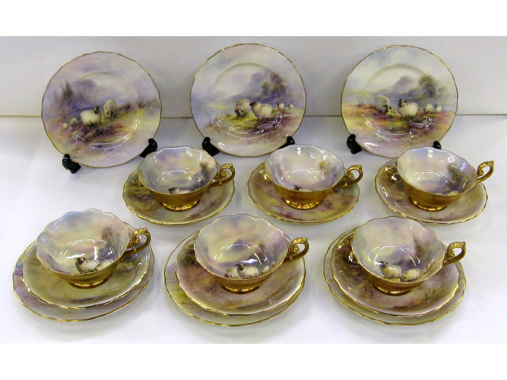 Appraisal: Six Royal Worcester cabinet cups and saucers each piece handpainted