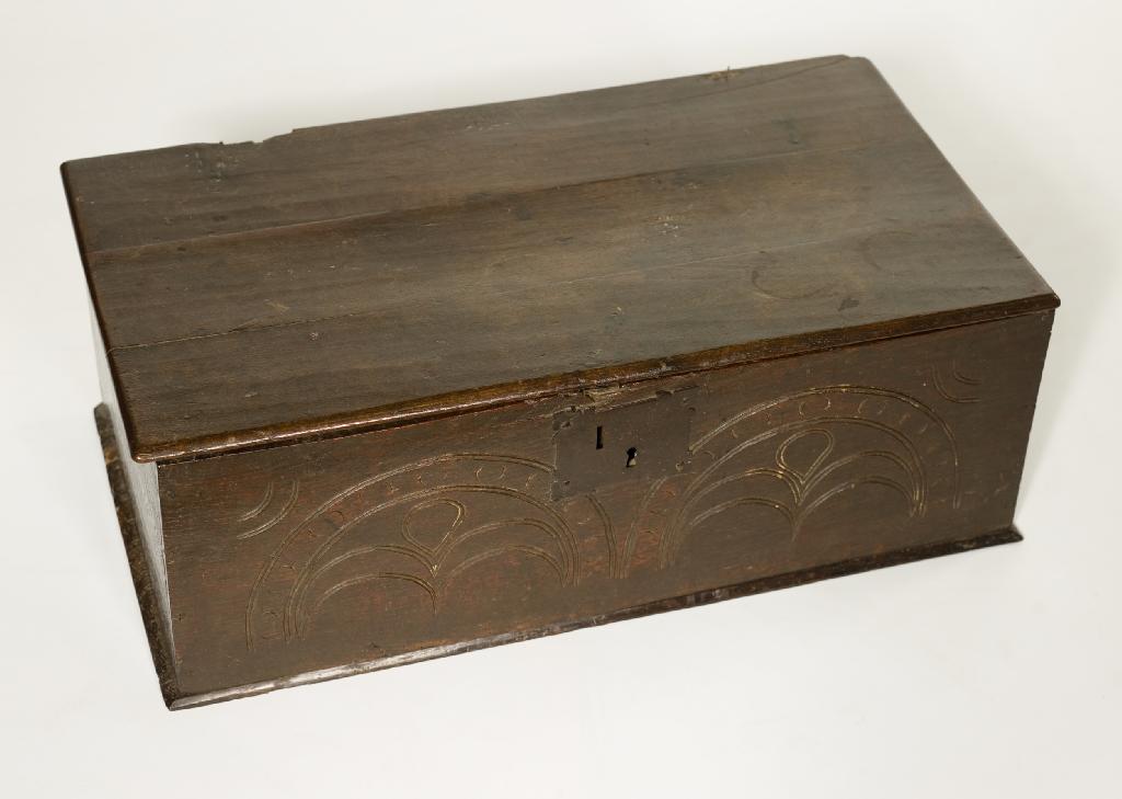 Appraisal: LATE th CENTURY OAK BIBLE BOX of plain rectangular form