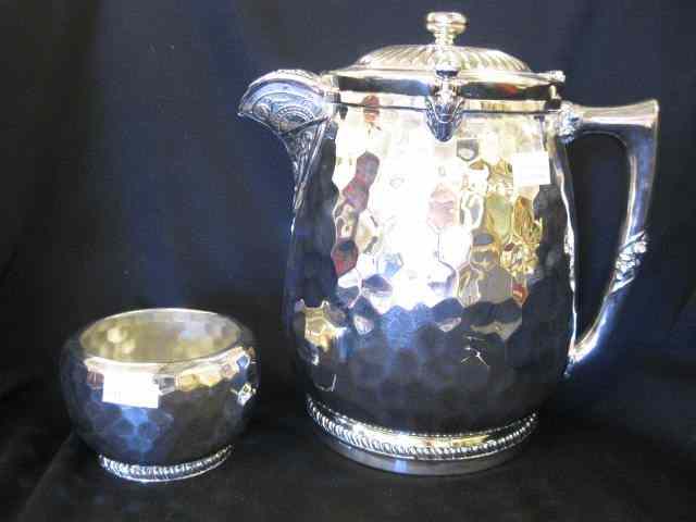 Appraisal: Reed Barton Silverplate Ice Water Pitcher with matching bowl hand-hammered