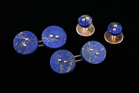 Appraisal: PAIR K YELLOW GOLD AND LAPIS LAZULI CUFFLINKS WITH PAIR