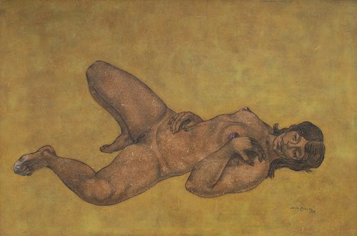 Appraisal: CASTRO Pedro Leon Venezuelan th C Desnudo Encaustic on Board