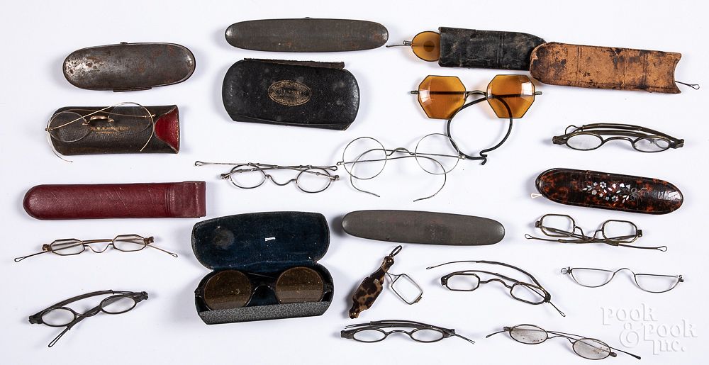 Appraisal: Collection of early spectacles Collection of early spectacles to include