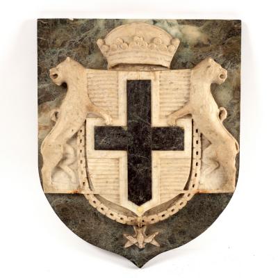 Appraisal: An th th Century marble and inlaid armorial the shield