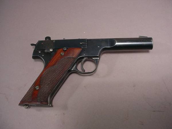 Appraisal: A scarce High-Standard Model HE semi-automatic pistol Serial no for