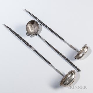 Appraisal: Three George III Sterling Silver and Baleen Toddy Ladles one