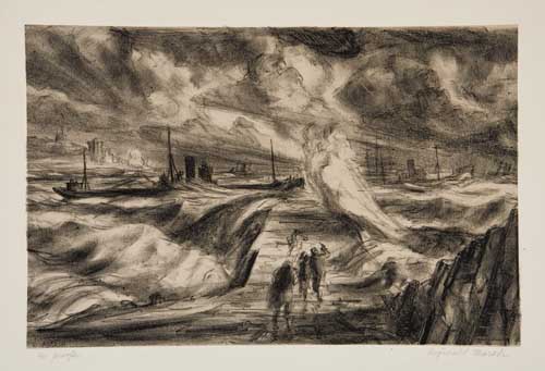 Appraisal: REGINALD MARSH St Jean de Luz Lithograph on chine appliqu