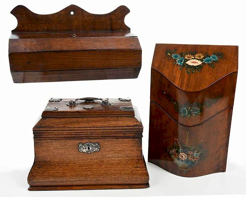 Appraisal: George III Bomb Caddy Candle Box Knife Box British American