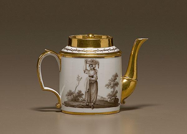 Appraisal: OLD PARIS GILDED TEAPOT WITH PASTORAL SCENES Continental early th