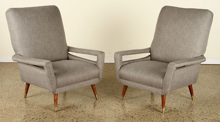 Appraisal: PAIR ITALIAN FLOATING ARM CLUB CHAIRS UPHOLSTERED A pair of