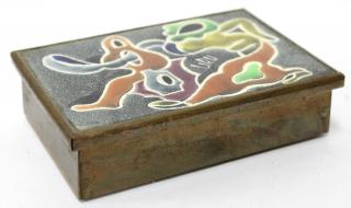 Appraisal: Mid The lid with an inset enameled plaque depicting amorphous