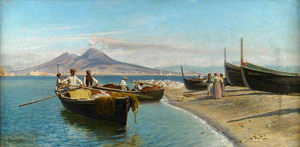 Appraisal: Eduardo Monteforte Italian - A view of Naples with Vesuvius