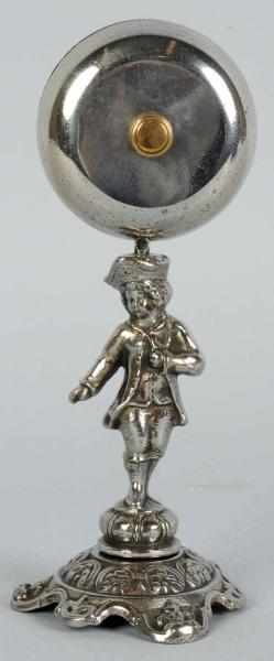 Appraisal: Double Twist Service Bell Figural Boy Working Silver over metal