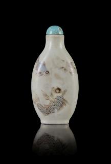 Appraisal: An Enameled and Incised Porcelain Snuff Bottle An Enameled and