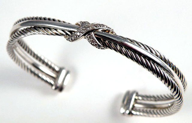 Appraisal: DAVID YURMAN CABLE CUFF BRACELET silver and k white gold