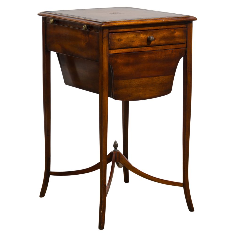 Appraisal: ATTRIBUTED TO THEODORE ALEXANDER MAHOGANY LAMP TABLELeather top with drawers