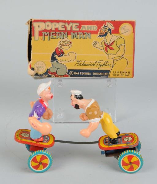 Appraisal: Linemar Popeye Mean Man Toy Tin litho and celluloid wind-up