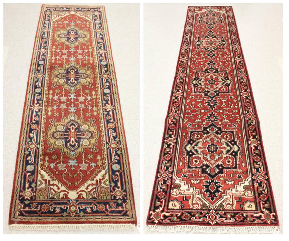 Appraisal: TWO SIMILAR HAND KNOTTED ORIENTAL RUNNERS Persian Serapi design overall