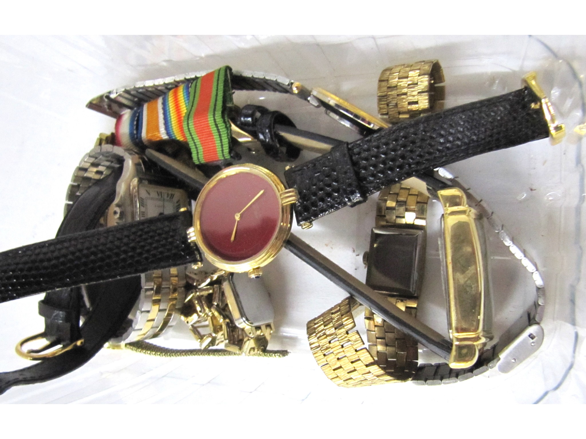 Appraisal: A box of assorted watches and a miniature set of