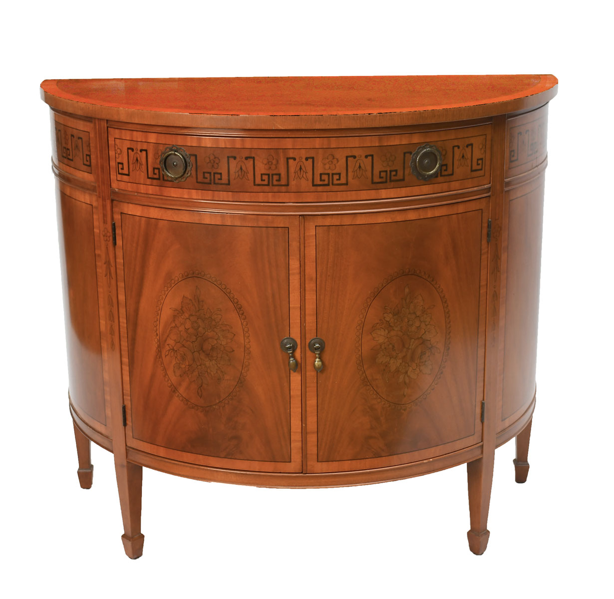 Appraisal: PAINTED MAHOGANY DEMI LUNE CHEST - drawer - door demilune