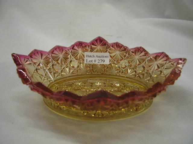 Appraisal: Victorian Amberina Daisy Button Dish by Hobbs Brockunier Co boat