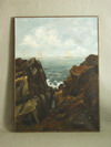 Appraisal: OOC - Seascape with Sailboats viewed through cleft in rocky