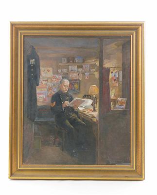 Appraisal: Chelsea Pensioner an oil painting on canvas by Charles Cundall