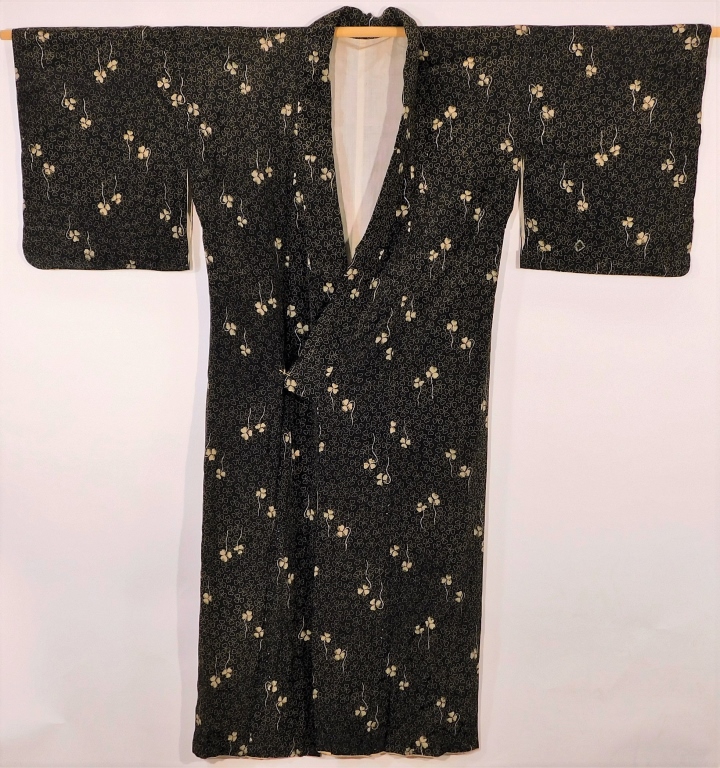 Appraisal: JAPANESE BLACK AND CREAM TOMESODE KIMONO Japan - th CenturyHand