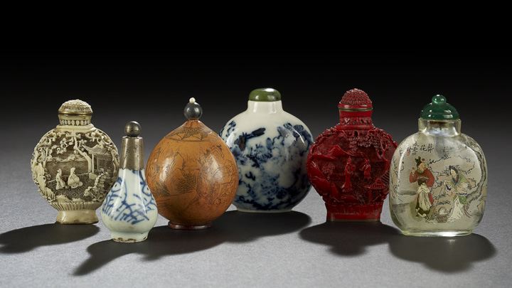 Appraisal: Group of Six Assorted Chinese Snuff Bottles comprised of two