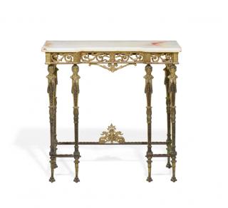 Appraisal: A VICTORIAN GILT METAL AND ONYX TOP CONSOLE TABLE A