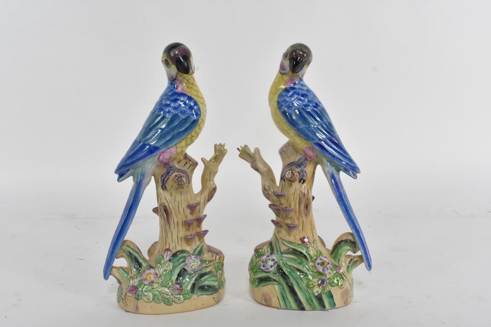 Appraisal: The underside of the porcelain birds with labels Each colorful