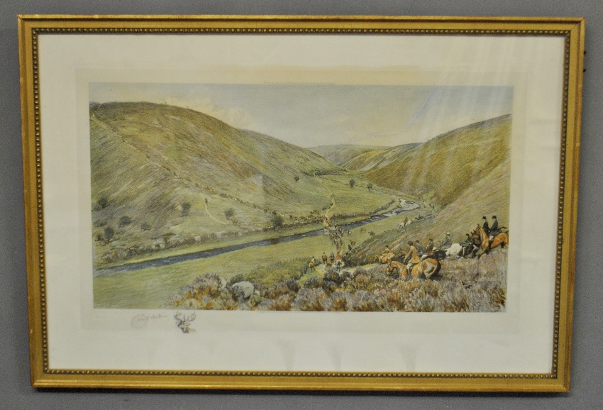 Appraisal: - Framed Cecil Alden artist proof of a fox hunt