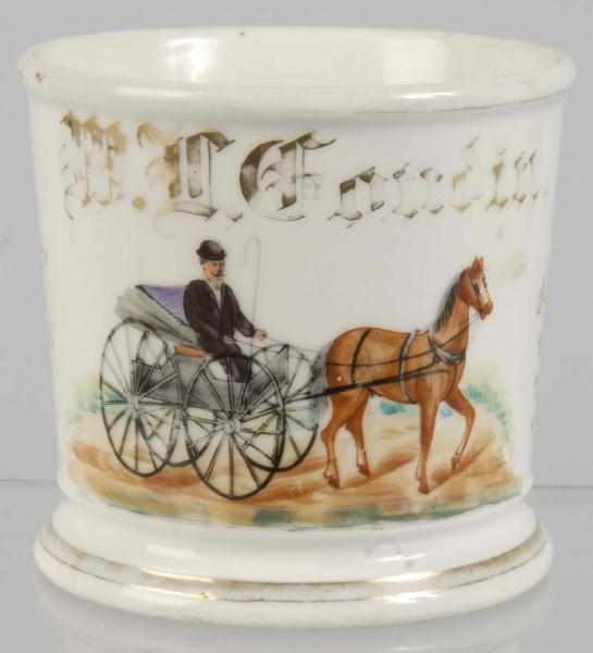 Appraisal: Horse-Drawn Carriage Shaving Mug Description Marked W L Goudin across