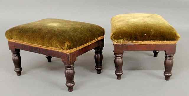 Appraisal: Pair of small Sheraton mahogany footstools with turned legs and