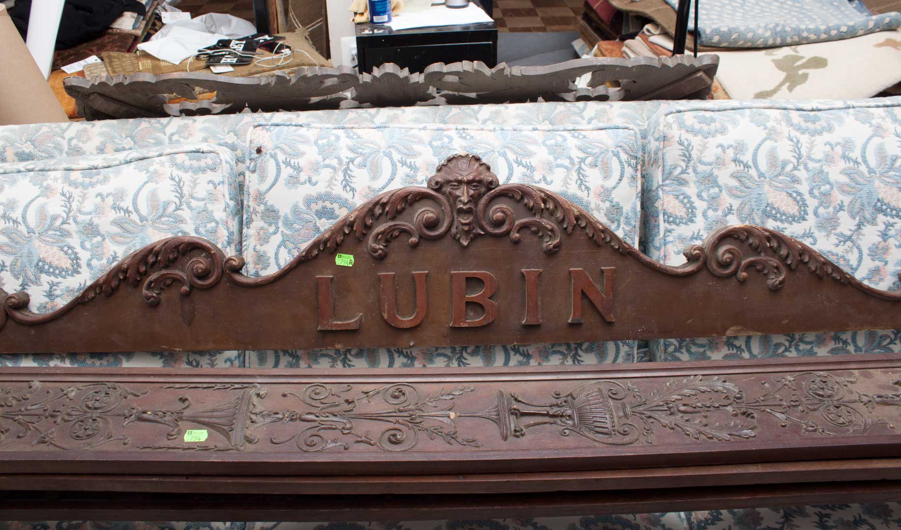 Appraisal: a Carved wood panel with the name Lubin at the