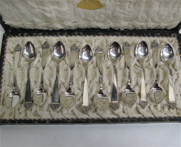 Appraisal: SET OF CONTINENTAL SILVER DEMITASSE SPOONS pieces in original presentation