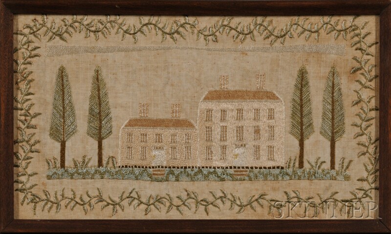 Appraisal: Federal House Needlework Portrait Leominster Massachusetts early th century stitched