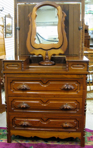 Appraisal: A VICTORIAN WALNUT CHEST WITH MIRROR American c - The