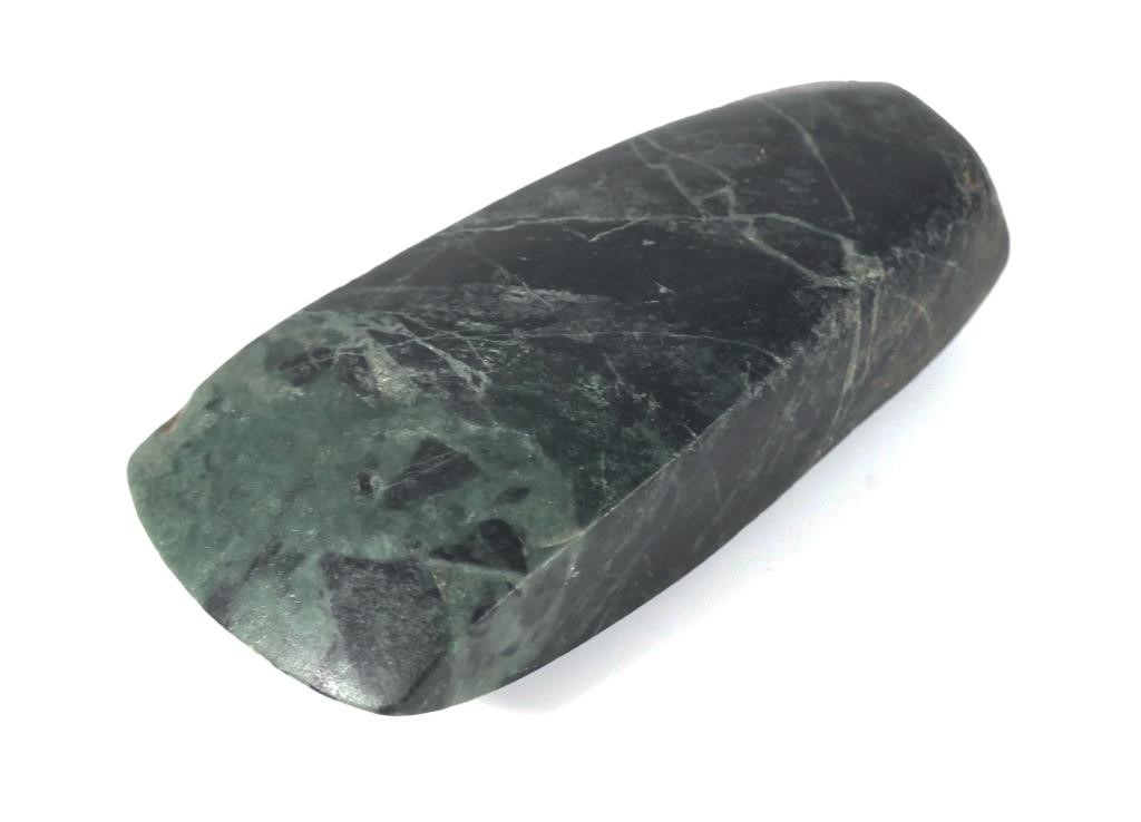 Appraisal: Native American polished hardstone celt Primitive hand tool dark green