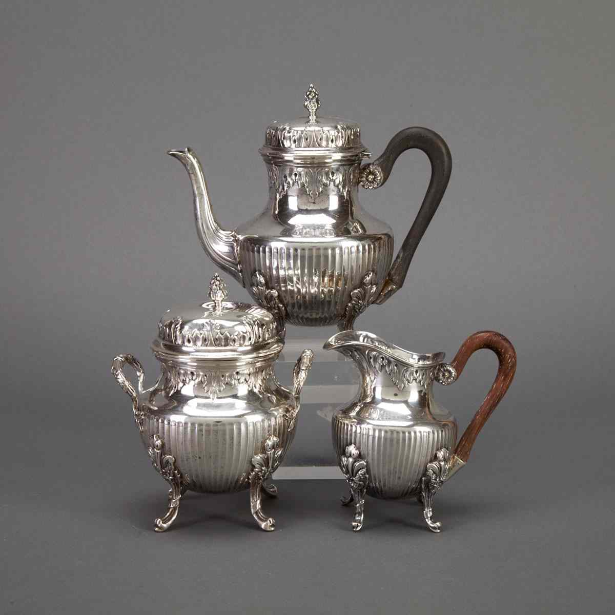 Appraisal: French Silver Coffee Service Paris c comprising three pieces height